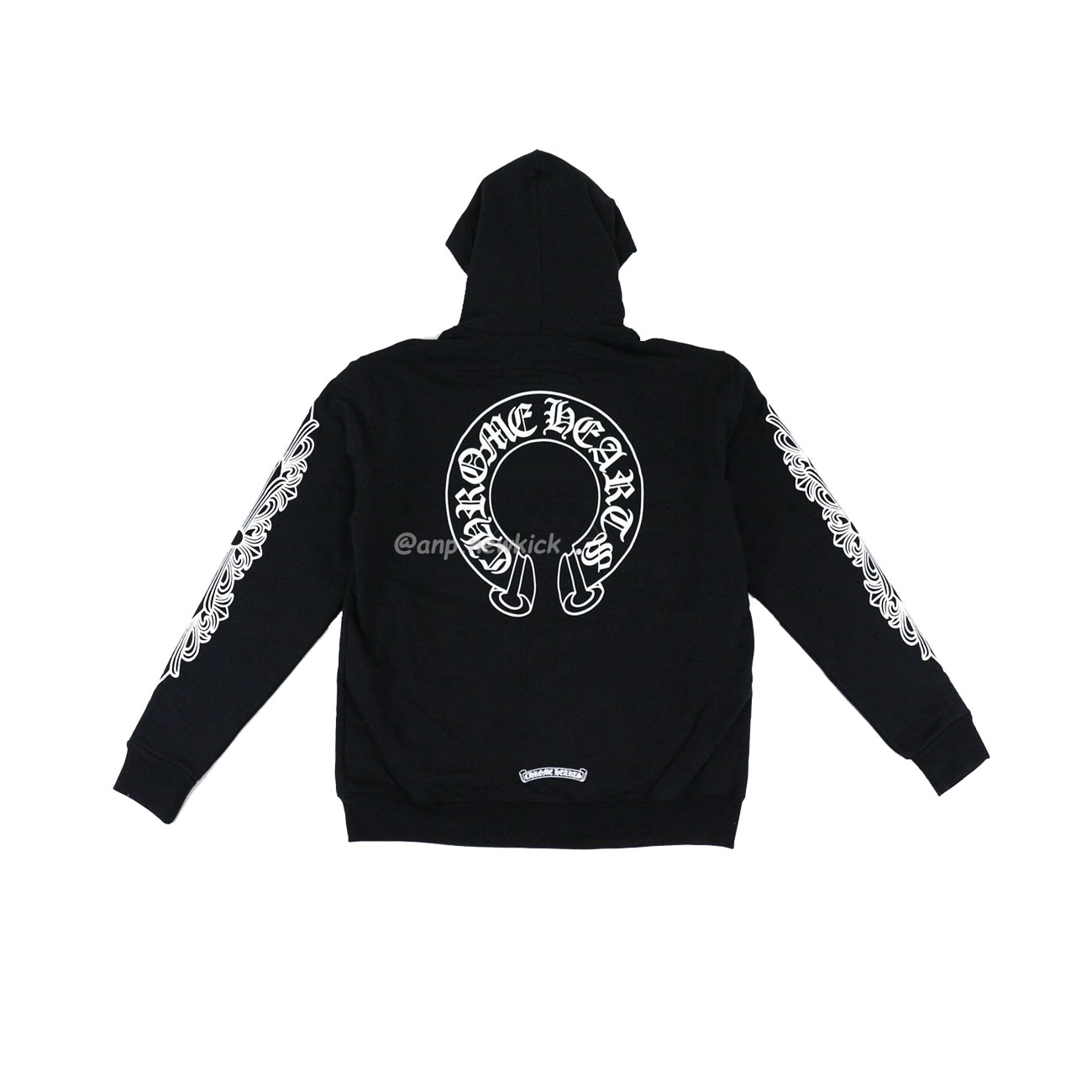 Chrome Hearts Horseshoe Floral Cross Sleeve Fleece Zip Hoodie (2) - newkick.cc